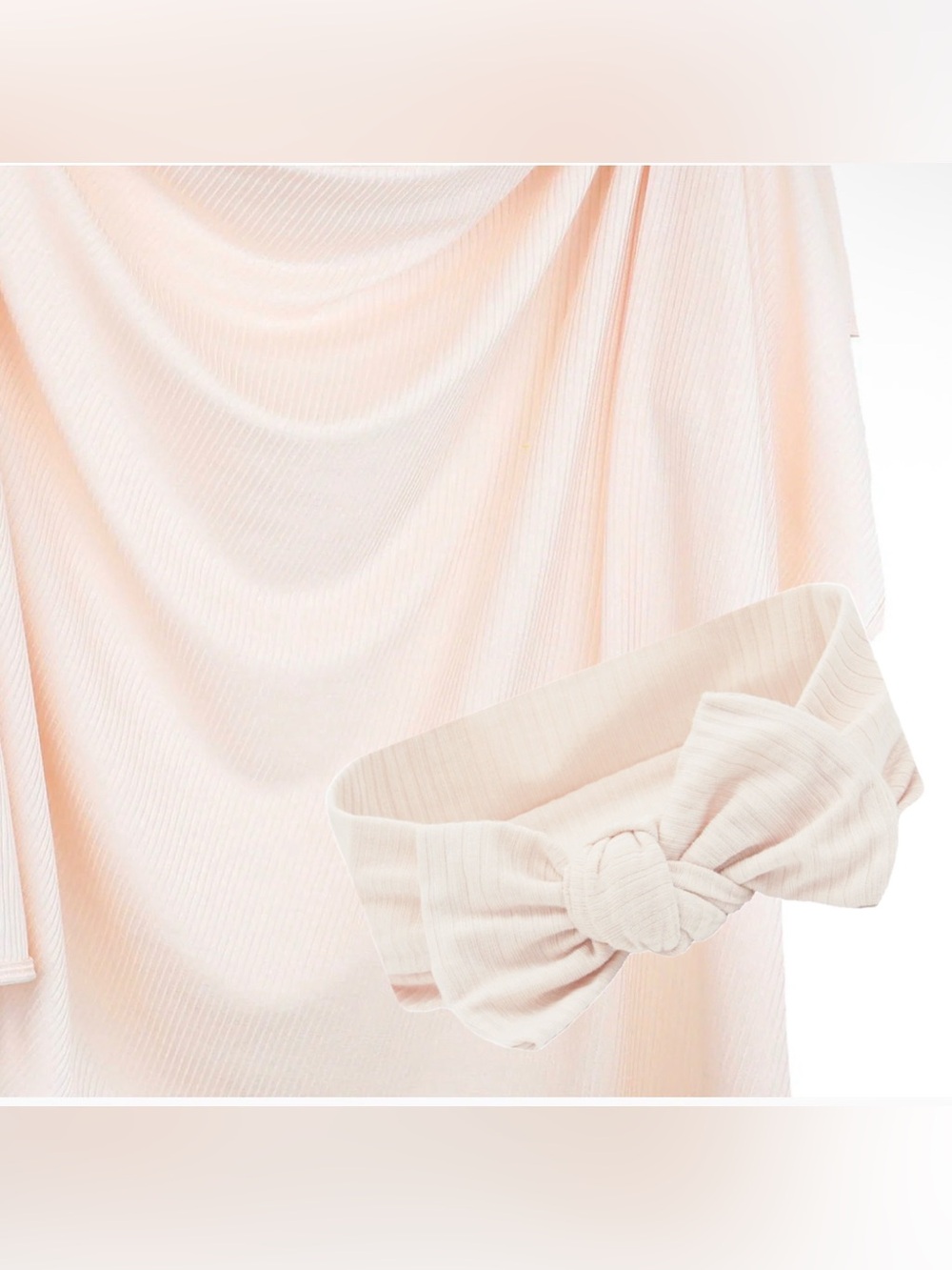 Lou Lou Soft Pink Ribbed Swaddle and Headband